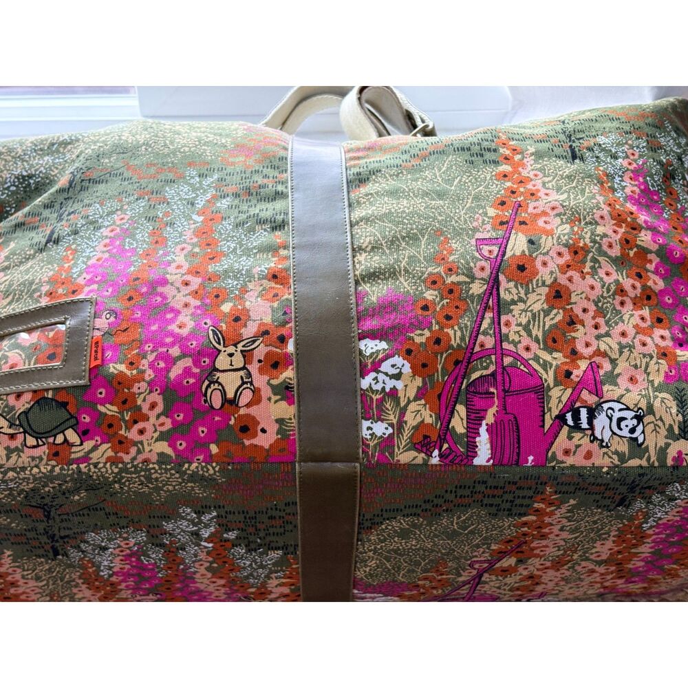 Vintage III Parcel Loop NYC XL Canvas Duffel Weekender Bag Woodland Floral - Picture 5 of 12